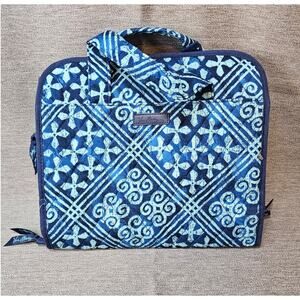Vera Bradley Cosmetic Hanging Travel Organizer Blue Cuban Tiles Quilted Cotton